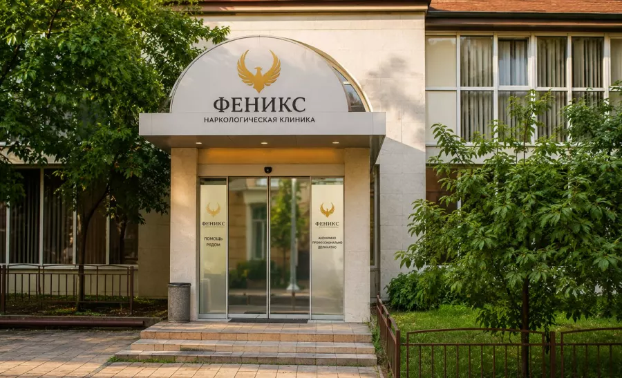 Вход в наркологическую клинику «Феникс» в Ершове